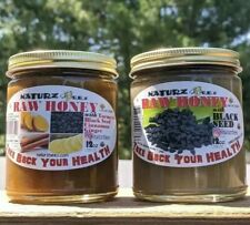 RAW HONEY (2 Jars: 1 of Ea) + GINGER, TURMERIC, CINNAMON & BLACK SEED 12oz/340g