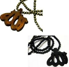 Allah Arabic Letters Muslim Religious Pendant Wood Necklace Hip Hop Bead Beaded