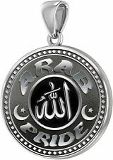 Men's Large 925 Sterling Silver Islamic Arab Pride Pendant, 33mm