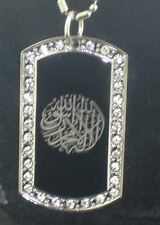 Shahadah Islamic Muslim kalema CZ Tag Pendant Necklace