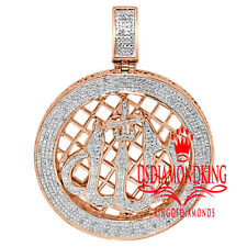 Mens Real Diamonds Allah Muslim Islamic Round Charm 10K Rose Gold Finish Pendent