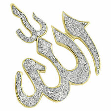 14k Yellow Gold Over 2.00 Ct Round Cut Diamond Islamic Allah Word Shape Pendant