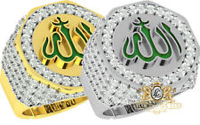 Men's Genuine Diamond 10K Gold Over Allah God Muslim Islamic Ring Allah Band