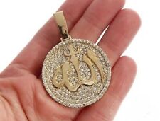 2 cts Round White Simulated Diamond Men's Islamic Pendant 14k Yellow Gold Plated