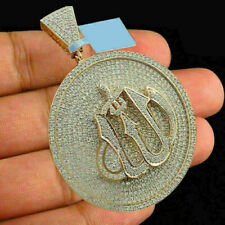 Custom Diamond Allah Arabic Islamic Pendant .925 Sterling Silver Charm 4.15 Ct