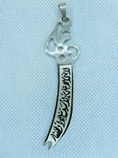 Islamic Scimitar-Stainless Steel Allah Muslim Arabic Religion Silver Pendant