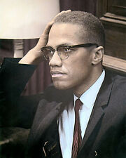 MALCOLM X AFRICAN AMERICAN MUSLIM MINISTER 8x10" HAND COLOR TINTED PHOTOGRAPH