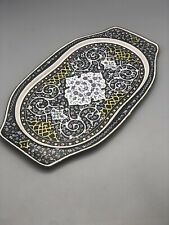 Vintage Handpainted  Mina Kari Enameled Metal Tray 13” Persian Islamic Art Tray