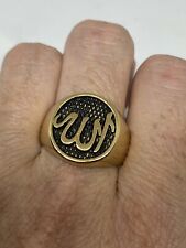 Vintage Muslim Prayer Ring Golden Stainless Steel Mens Size 12