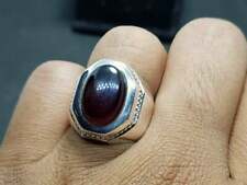 Real Aqeeq Ring for men Dark brown red Agate Akik Rings Islamic Ring 925 Silver