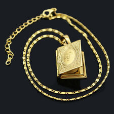 Photo Locket Pendant Necklace Chain Allah Islam Muslim Gold Plated for Men woman