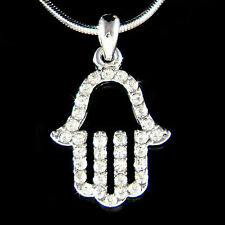 ~Hamsa Hand made with Swarovski Crystal Muslim Jewish Hamesh Fatima Necklace New