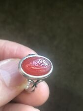 RARE HANDMADE MEN'S/ WOMEN SILVER RING WITH ENGRAVED RED YEMANI AQEEQ STONE