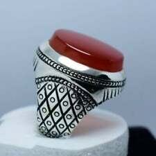 Agate Rings Unheated Big Yemeni aqeeq Ring Akik Rings Yameni aqeeq brown