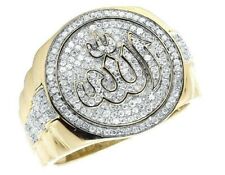 2Ct Round Cut Diamond Islamic Allah Pinky Presidential Ring 14K Yellow Gold Over