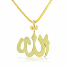 Sterling Silver Gold-Tone Large Religious Muslim Islam Allah Pendant Necklace