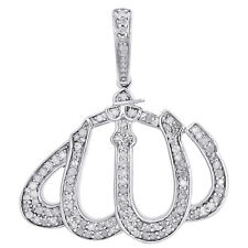 Custom Diamond Allah Arabic Islamic Pendant .925 Sterling Silver Charm 7/8 Ct.