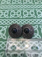 Ornate Persian Islamic Style Faux Onyx Clip-On Earring Pair FREE SHIPPING