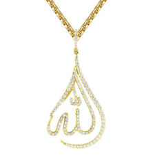 Tear Drop Shape Arabic Allah Muslim God Custom Bling Pendant Free Box Chain