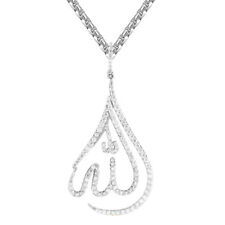 Tear Drop Arabic Allah Sterling Silver Religious Islamic God Charm Necklace