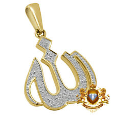 10K Real Gold Genuine Diamond 0.33 Cwt. Allah Muslim Mini Pendent Charm 1.35''