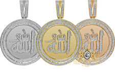 Real Diamond Allah God Muslim Islamic Religious Pendent Medallion Charm 2.30''