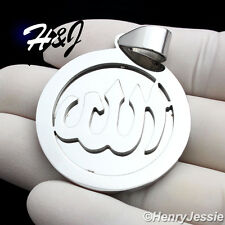 MEN Stainless Steel Silver Muslim Allah Plain Round Charm Pendant*P78