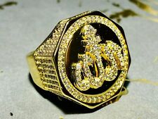 Men's 3 Ct Diamond Octagon Allah Islamic Presidential Ring 14k Yellow Gold Over