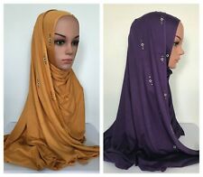 High Quality! Cotton Jersey Scarf Muslim Head cover Rectangle shape 170 x 70 cm