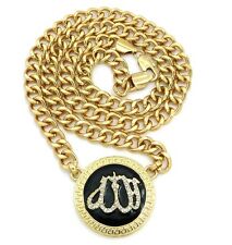 NEW ISLAMIC SYMBOL ALLAH PENDANT 10mm/30" CUBAN LINK CHAIN NECKLACE XC250