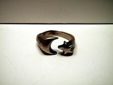 Crescent Moon & Star Sterling Silver 925 Ring sz.7 Islamic Islam.