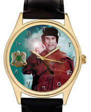 GADDAFI ANTI-USA CLENCHED FIST LIBYAN COAT OF ARMS ISLAMIC GREEN COLLECTOR WATCH