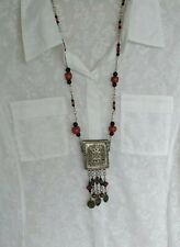 Vintage Antique Handmade Tribal Islamic Koran Quran Prayer Box & Bead Necklace 