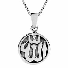 Round  Allah Symbol/ Islamic God .925 Sterling Silver Necklace