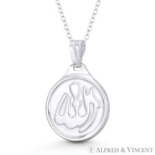 "Allah" Arabic Script 18mm Circle Medallion Pendant in Italy 925 Sterling Silver