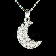 CRESCENT MOON made with Swarovski Crystal Luna Holy Islamic Hope Wishes Necklace