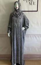 1Pc Prayer Dress Muslim Abaya Jilbab  Kaftan Slip-on Front Zipper Attached Hijab