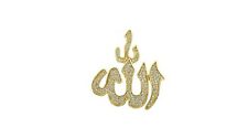 MEN 925 STERLING SILVER ICY GOLD PL DIAMOND BLING MUSLIM ALLAH GOLD PENDANT