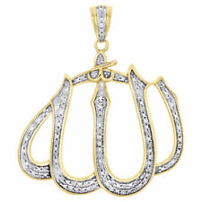 Diamond Allah Arabic Islamic Pendant 14K Yellow Gold Finish Dome Pendant 2.00 Ct