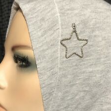 Hijab Pin Dangle Silver Tone Diamond Cut Big Star Outline, Islam Eid Gift Muslim