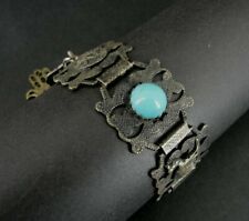 Bracelet Vintage Islamic Lawerence of Arabia Faux Turquoise Silver Plate 