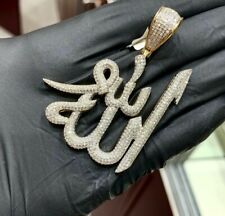 2.68 ct Round 14k Yellow Gold Plated Islamic Allah Name Pendant in 925 Silver