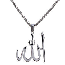 Large Stainless steel 316L Allah Silver Necklace Chain Islamic Muslim Gift Arab