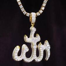 10k Gold Diamond Crescent Moon and Star Islamic Pendant Necklace