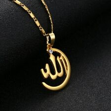 Gold Plated Muslim God Allah Islam Crystal Pendant Necklace Locket Chain Jewelry