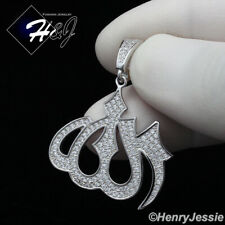 MEN WOMEN 925 STERLING SILVER ICY DIAMOND BLING MUSLIM ALLAH CHARM PENDANT*SP212