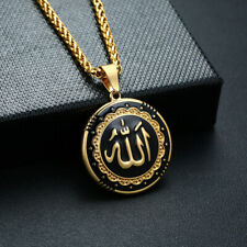 Religious Gold Muslim Islamic Allah Pendant Men Necklace Stainless Steel Chain