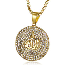 Gold Silver Plated Muslim God Allah Islam Pendant Necklace Chain Crystal Jewelry