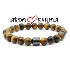 Hematite Magnet Bracelet Lava Map Tiger Howlite Stones Muslim MB-6245C-01