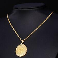 Gold Stainless Steel CZ Allah muslim Pendant & 24" Round Box Chain Necklace 174G